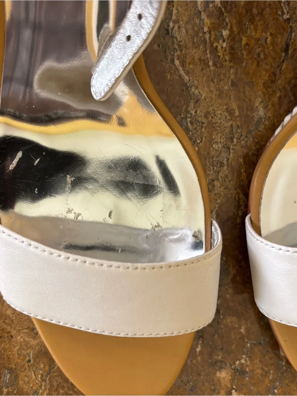 Coach White Leather Open-Toe Ankle Strap Platform Sandals